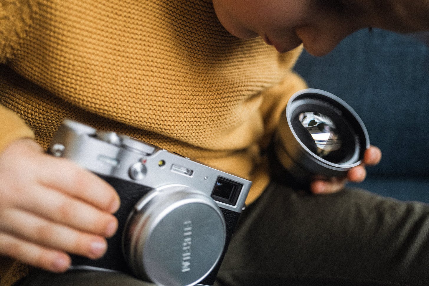 Fujifilm X100V (it has a fixed 23/2 lens) with the teleconverter TCL-X100 II.