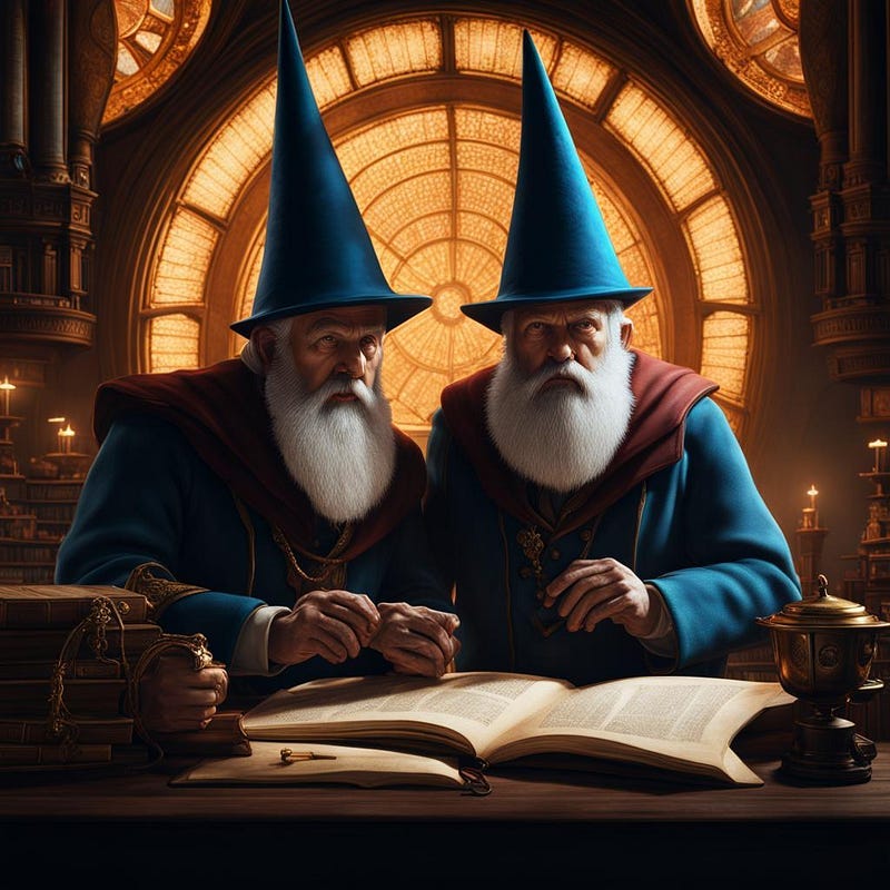 Two 18th century scholars pouring over a large text book