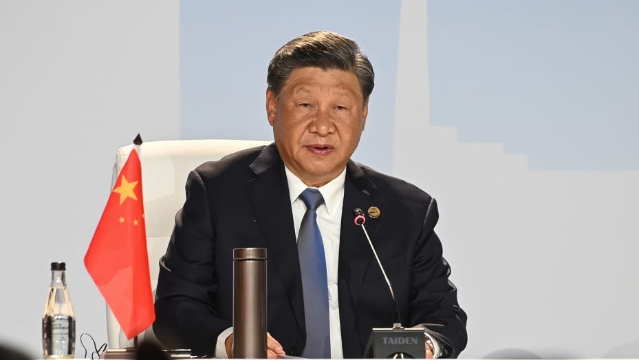 Xi Jinping, China's president, on the closing day of the BRICS summit at the Sandton Convention Center in the Sandton district of Johannesburg, South Africa, on Thursday, Aug. 24, 2023.
