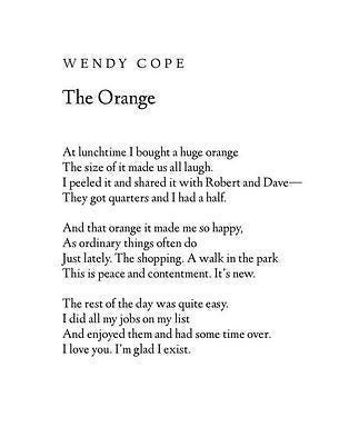 Wendy Cope's 'The Orange' is my favourite poem of all time | by Karisma  Takhar | Medium