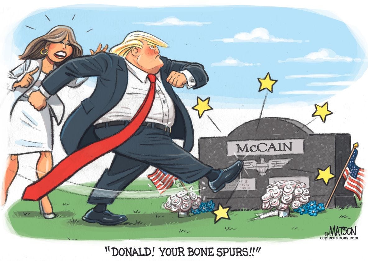 Political Cartoon U.S. Trump bone spurs McCain | The Week