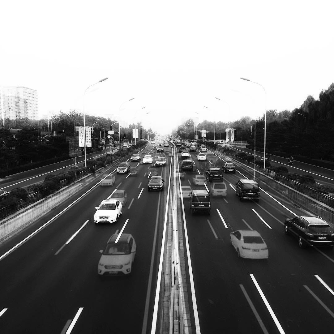 Traffic on the North 2nd Ring Road in Beijing.