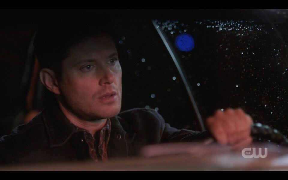 Supernatural Devastated Dean Winchester driving off into night 1516