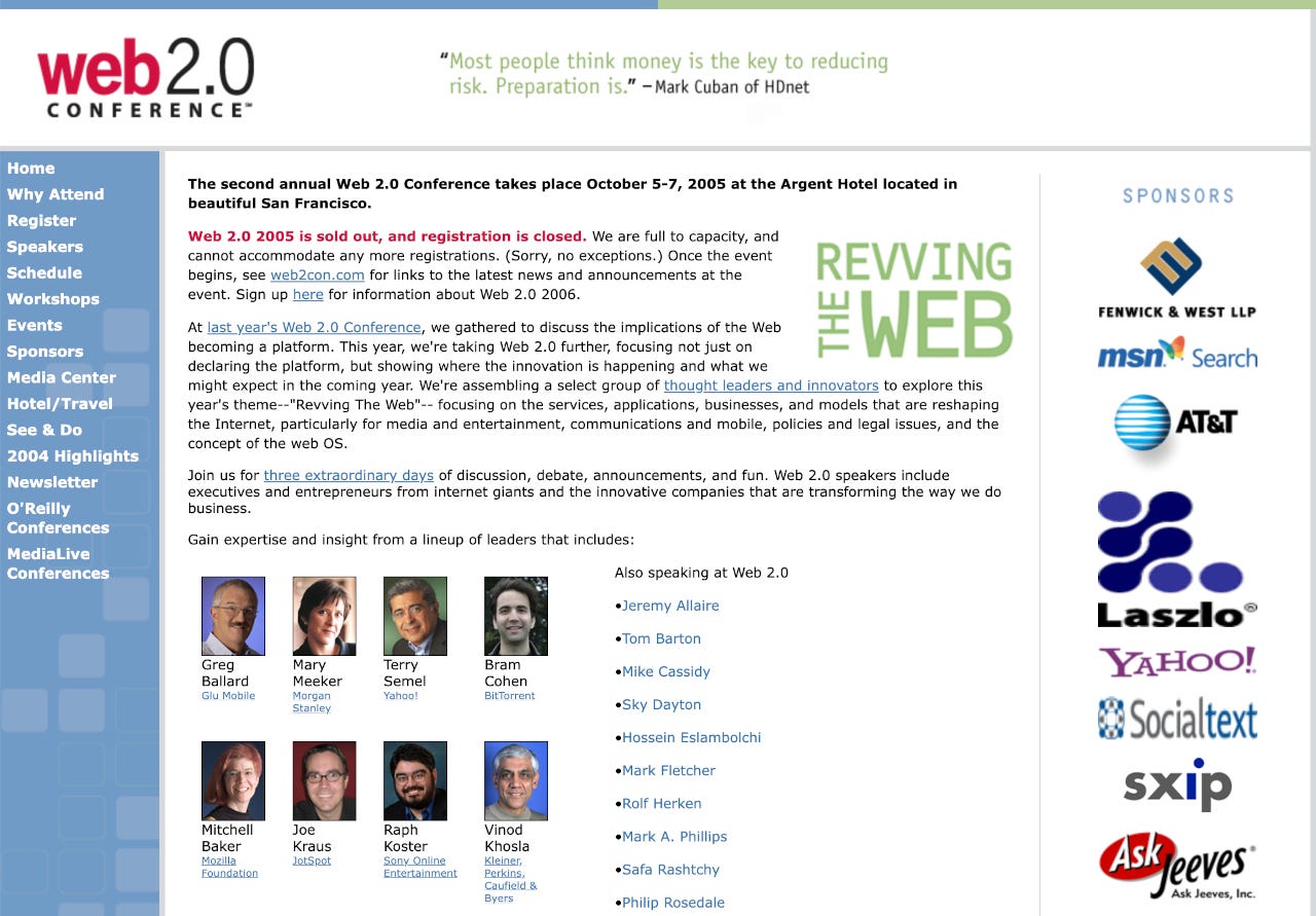 Conference website just before the event began Conference website just before the event began