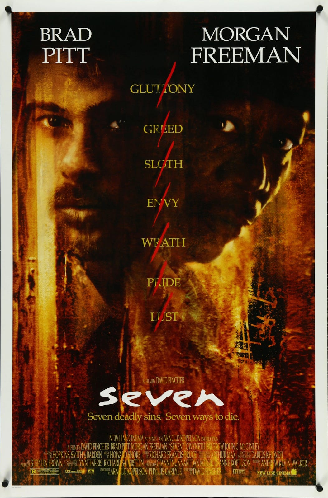 Original poster for the film. The title is rendered as 'Seven' with no numeral in place of the 'v.'