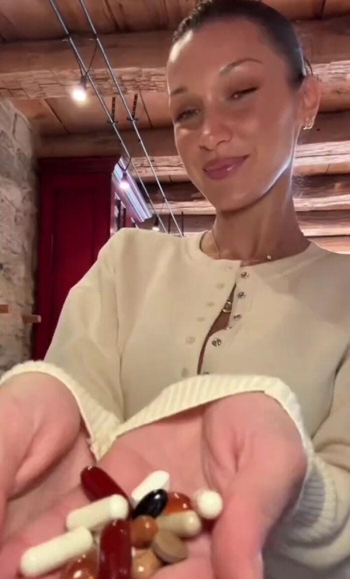 Bella Hadid's Over-The-Top Morning Routine With Cocktail Of Pills, Sage  Cleanse Baffles Internet | Bored Panda