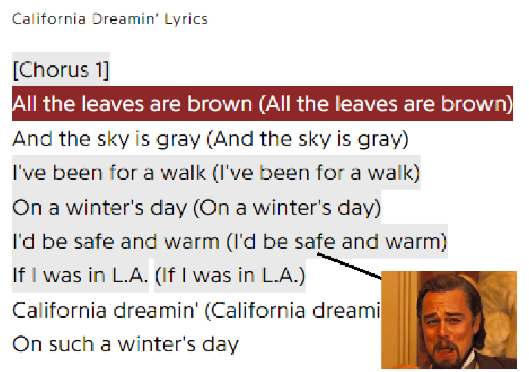 Snipe of California Dreamin' lyrics