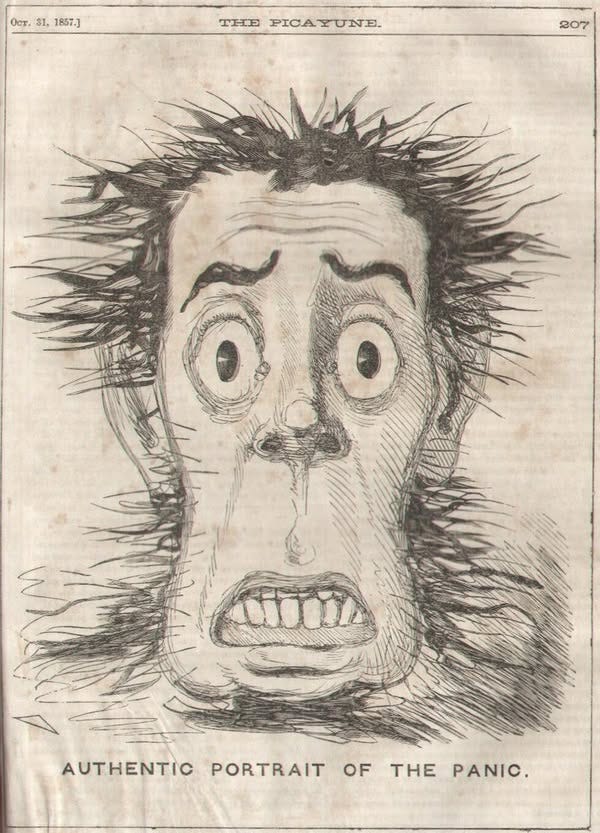 May be an illustration of text that says 'Ocr. 31. 1857.] THE EPICAYUNE. PICA AYUNE. 207 ๙อ AUTHENTIC PORTRAIT OF THE PANIC.'