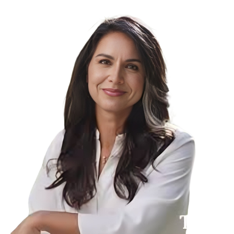 Image of Tulsi Gabbard, former Democratic Representative and presidential candidate, who is now critical of the Democratic Party's trajectory.