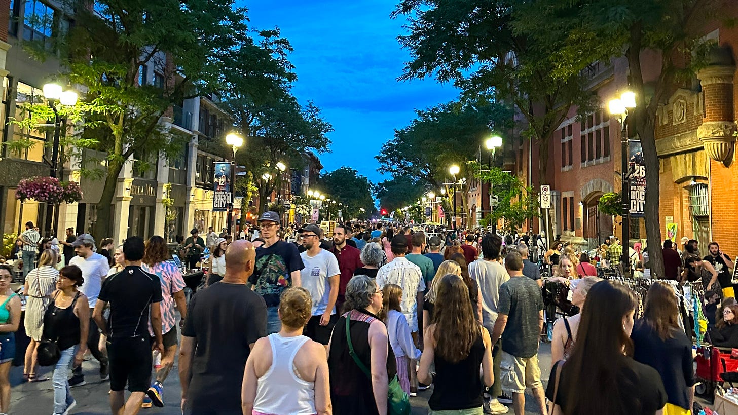 Hamiltonians out enjoying the final open streets Friday art crawl of the summer on August 11, 2023
