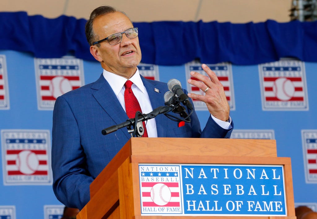 Torre giving HOF Induction speech (photo credit: AOL.com)