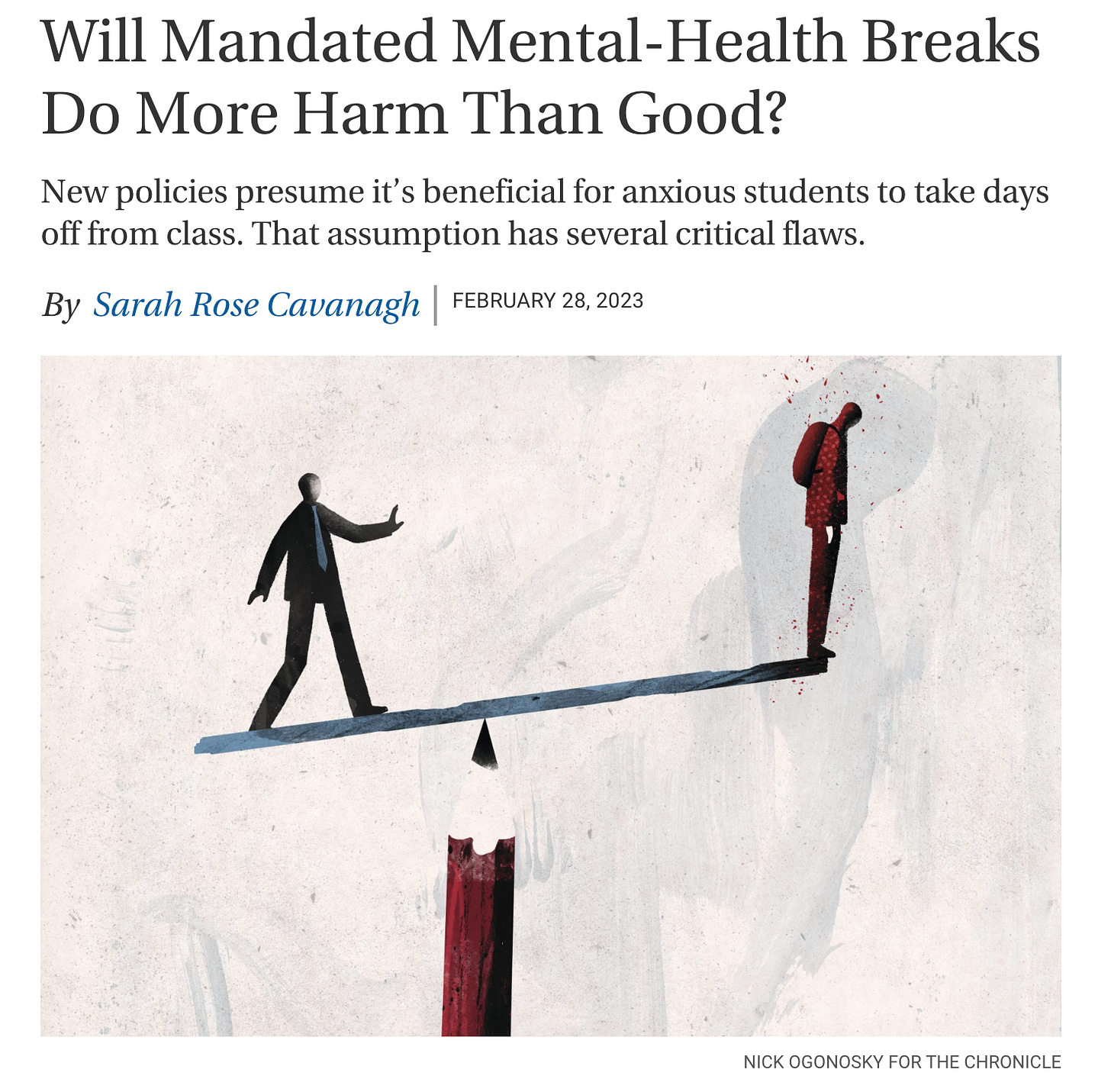 Screenshot of article Will Mandated Mental-Health Breaks Do More Harm Than Good?