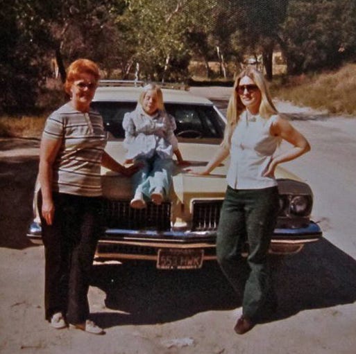 Road trip with Grandma and Mom, 1970s