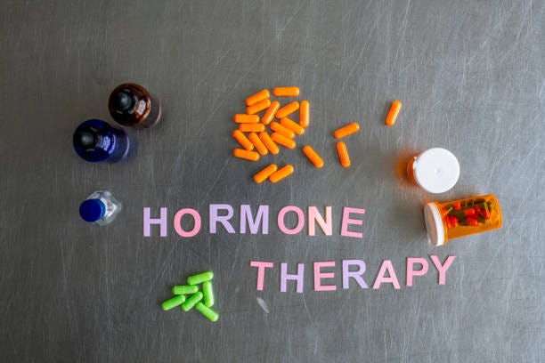 Hormone therapy concept Overhead view of medications and hormone therapy. estrogen pills stock pictures, royalty-free photos & images