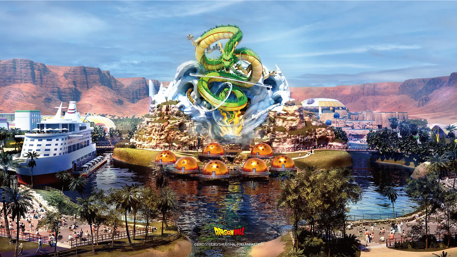 Shenron coaster concept art at Qiddiya Dragon Ball theme park