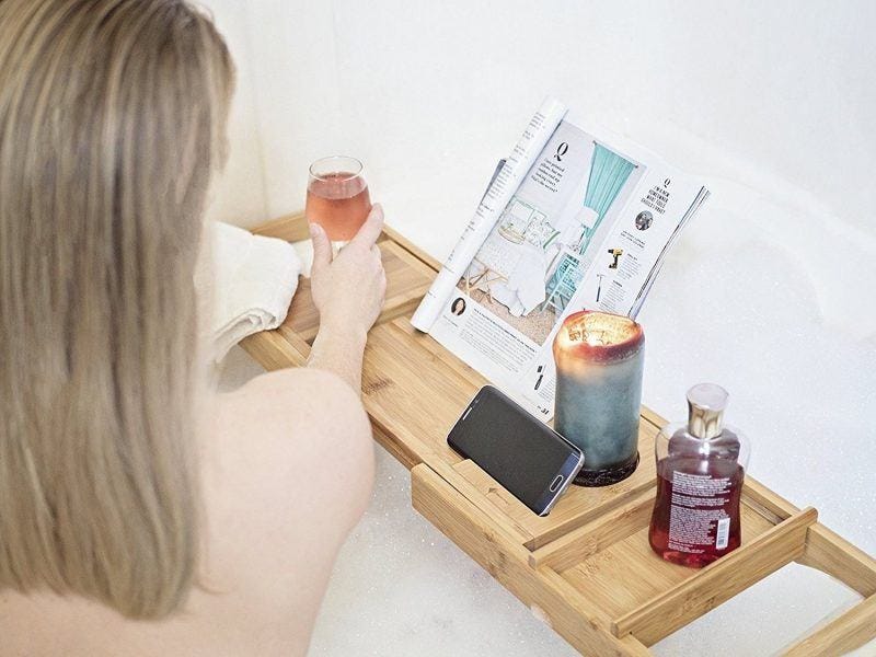 moderntropic luxury bamboo bathtub caddy tray valentines day gifts 2018