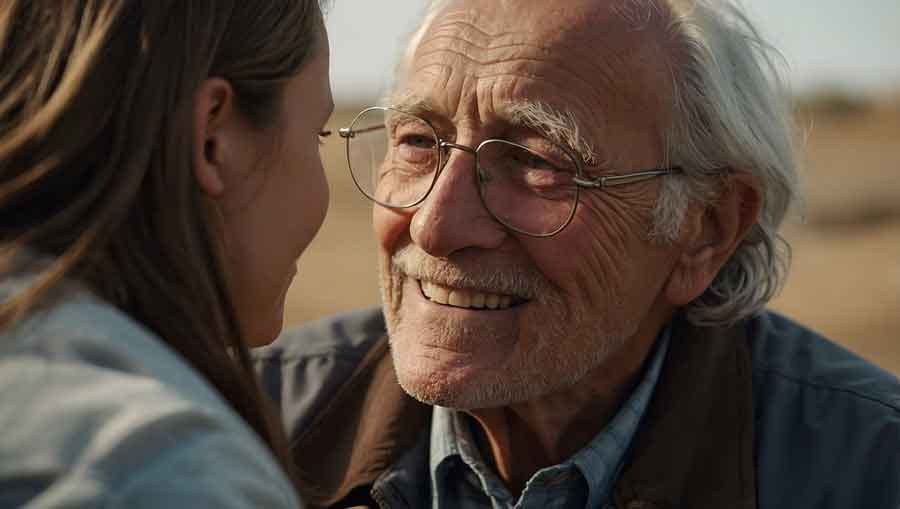 Picture of elderly father and adult daughter