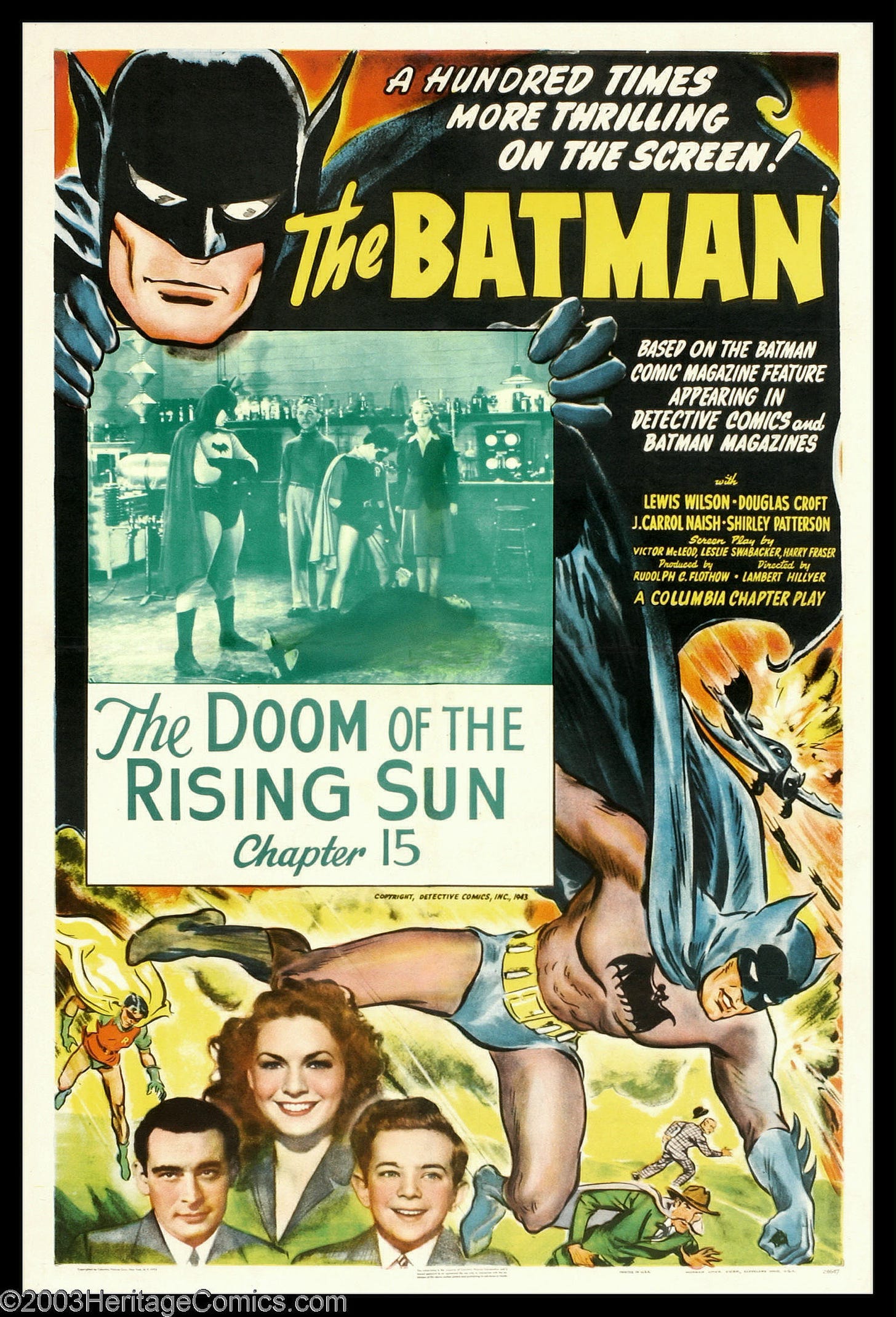 Poster for The Batman, 1943 movie serial), episode titled The Doom of the Rising Sun