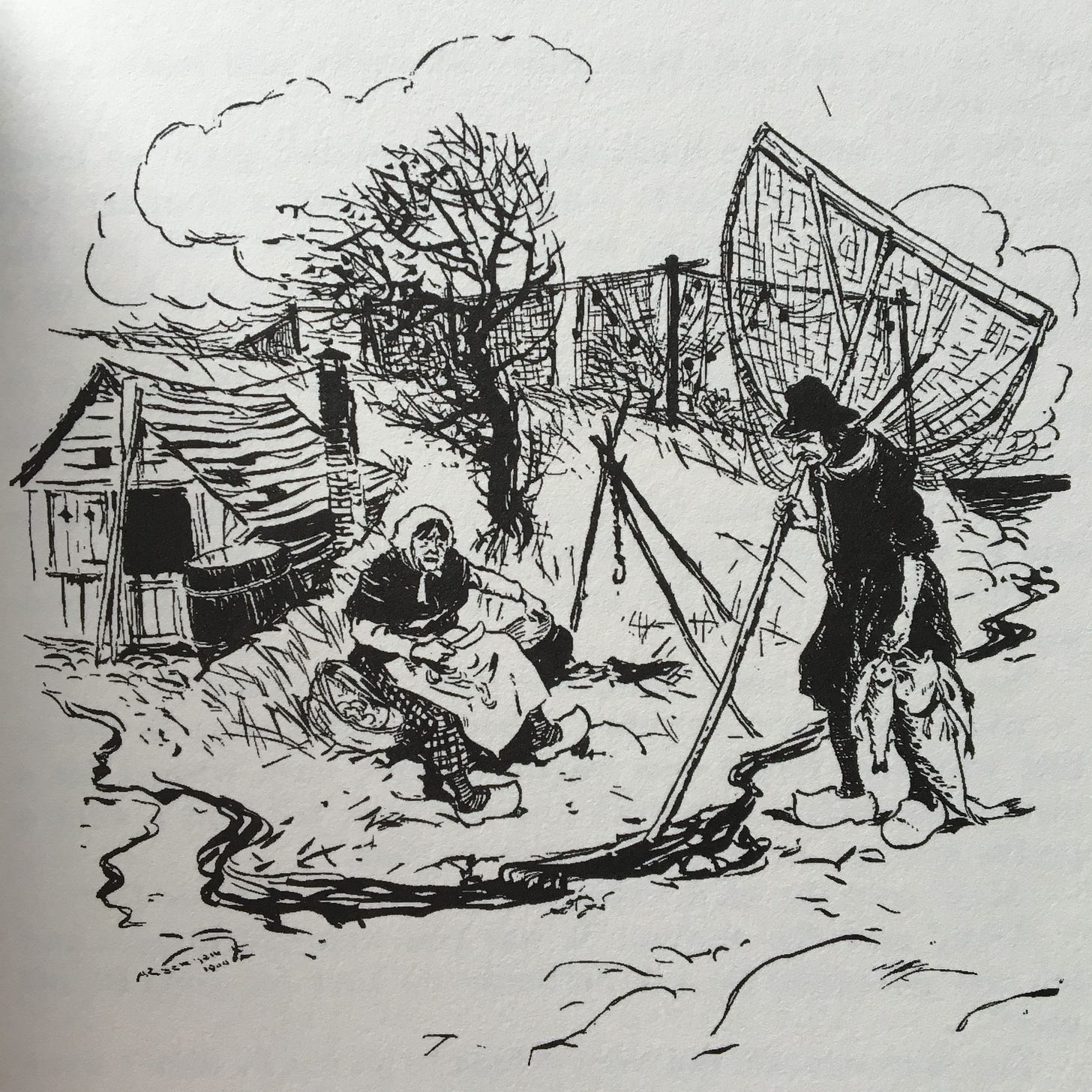 Illustration from Grimm's Fairy Tales of the Fisherman and His Wife