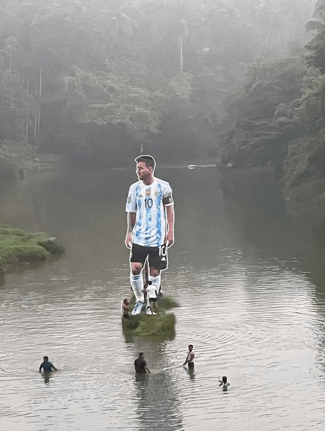 r/soccercirclejerk - Lionel Messi cut out in Kozhikode, Kerala, India.⚽