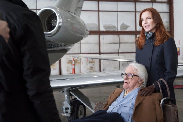 marcia cross robert vaughn at airport hanger for law order svu 2015