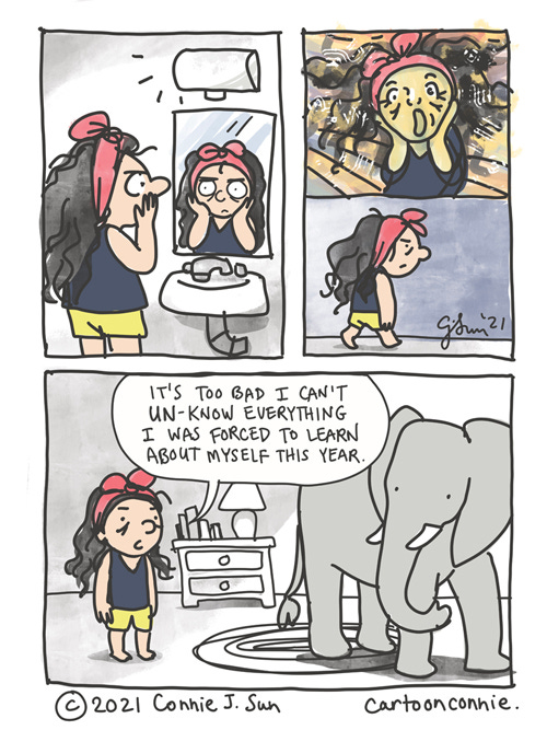 Can't Un-Know A comic about self-awareness, drawn by Connie Sun, cartoonconnie