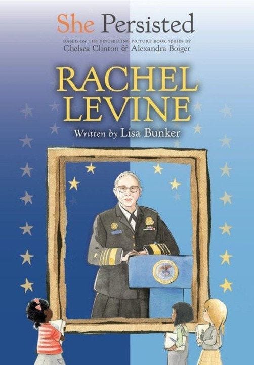 May be an image of 2 people and text that says 'She Persisted BASED ON THE BESTSRLLING PICTURE BOOK SERIES BY Chelsea Clinton & Alexandra Boiger RACHEL LEVINE Written by Lisa Bunker'