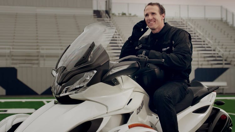 New Orleands Saints' Drew Brees in "rides" a Can-Am with a help from The  Escape Pod - Chicago Business Journal