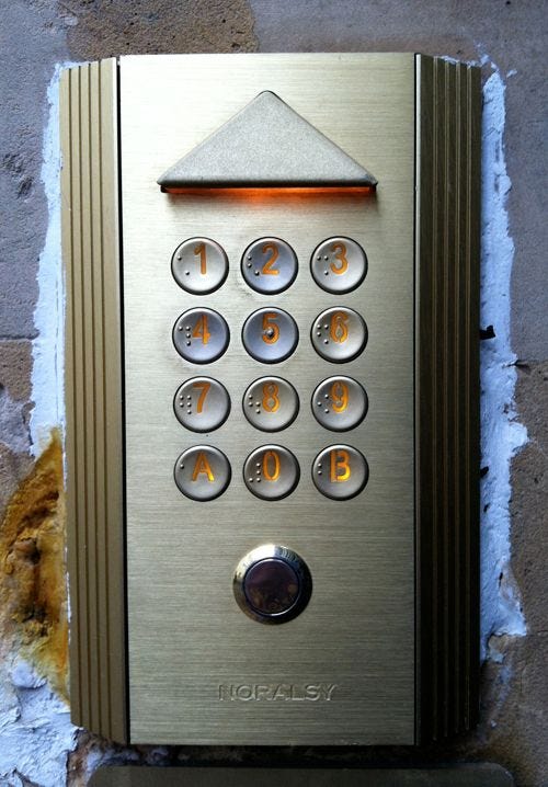 Digicode or door code keypad in Paris, France