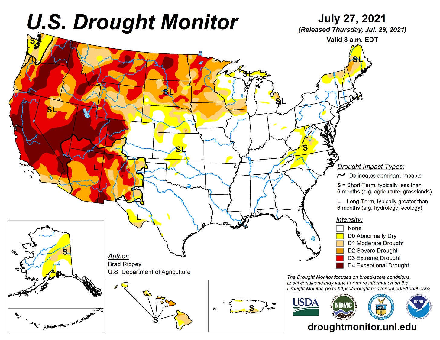 US drought in summer 2021