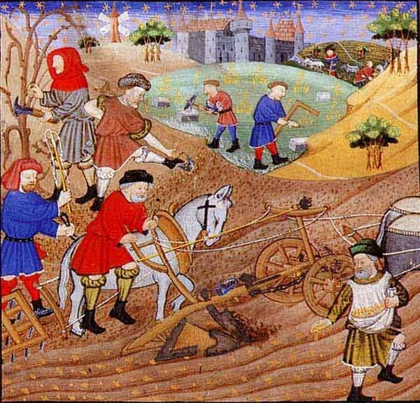  Medieval peasants working the land