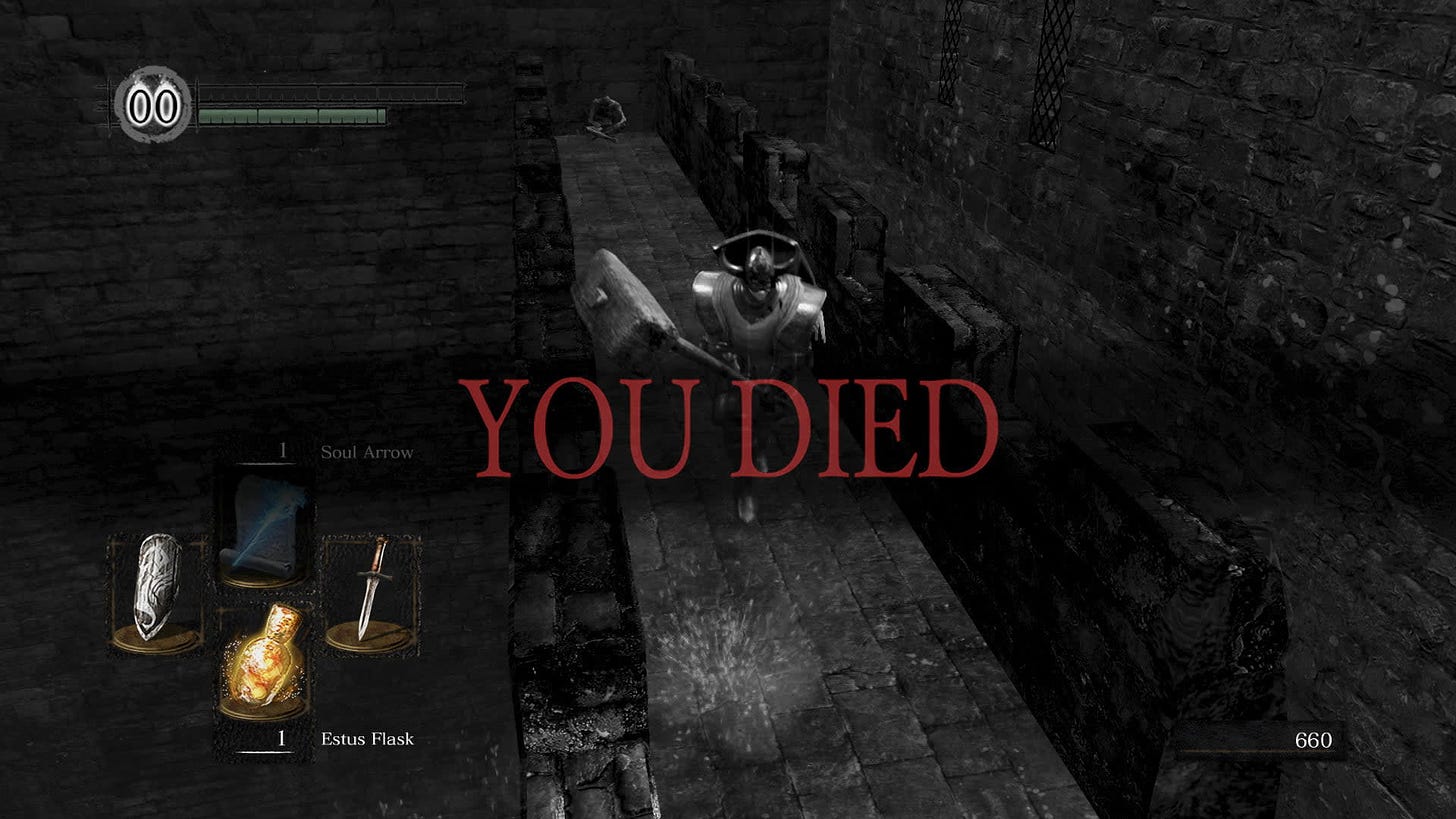 "You died" game over screen from Dark Souls.