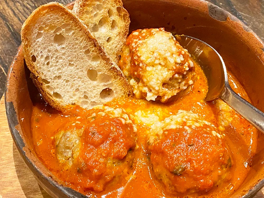 Meatballs with crustini