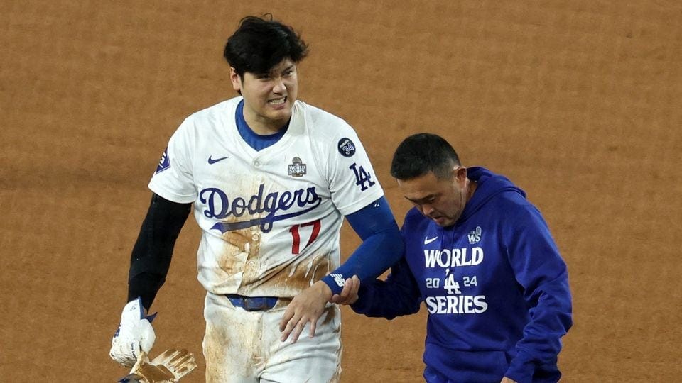 Ohtani salió lesionado.