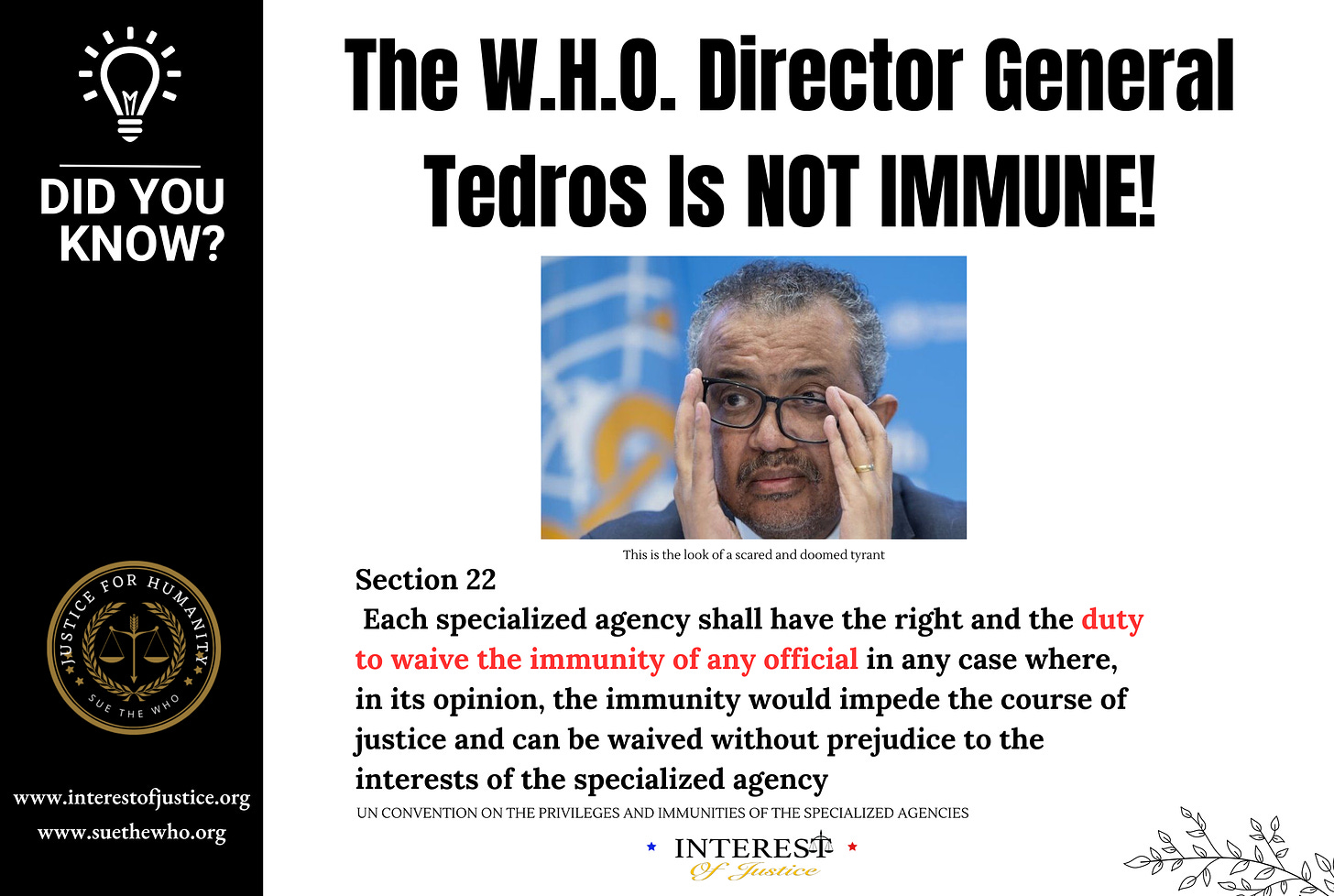 Sign Now To Demand the 76th WHA Respond To IOJ's Unanswered Criminal Charges Against WHO Director General Tedros. WHA Has A Duty To Terminate Tedros On The Spot Without Benefits & Prosecute! SHARE!