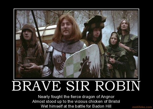 Brave Sir Robin ran away... | Monty python, Eric idle, British comedy