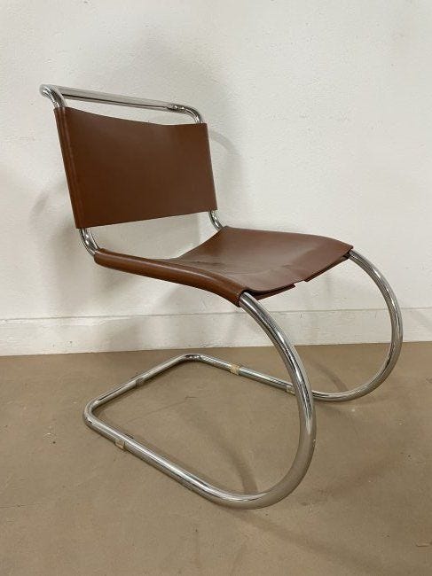 Mies van der Rohe Leather MR10 Cantilever Chair for Knoll Int'l