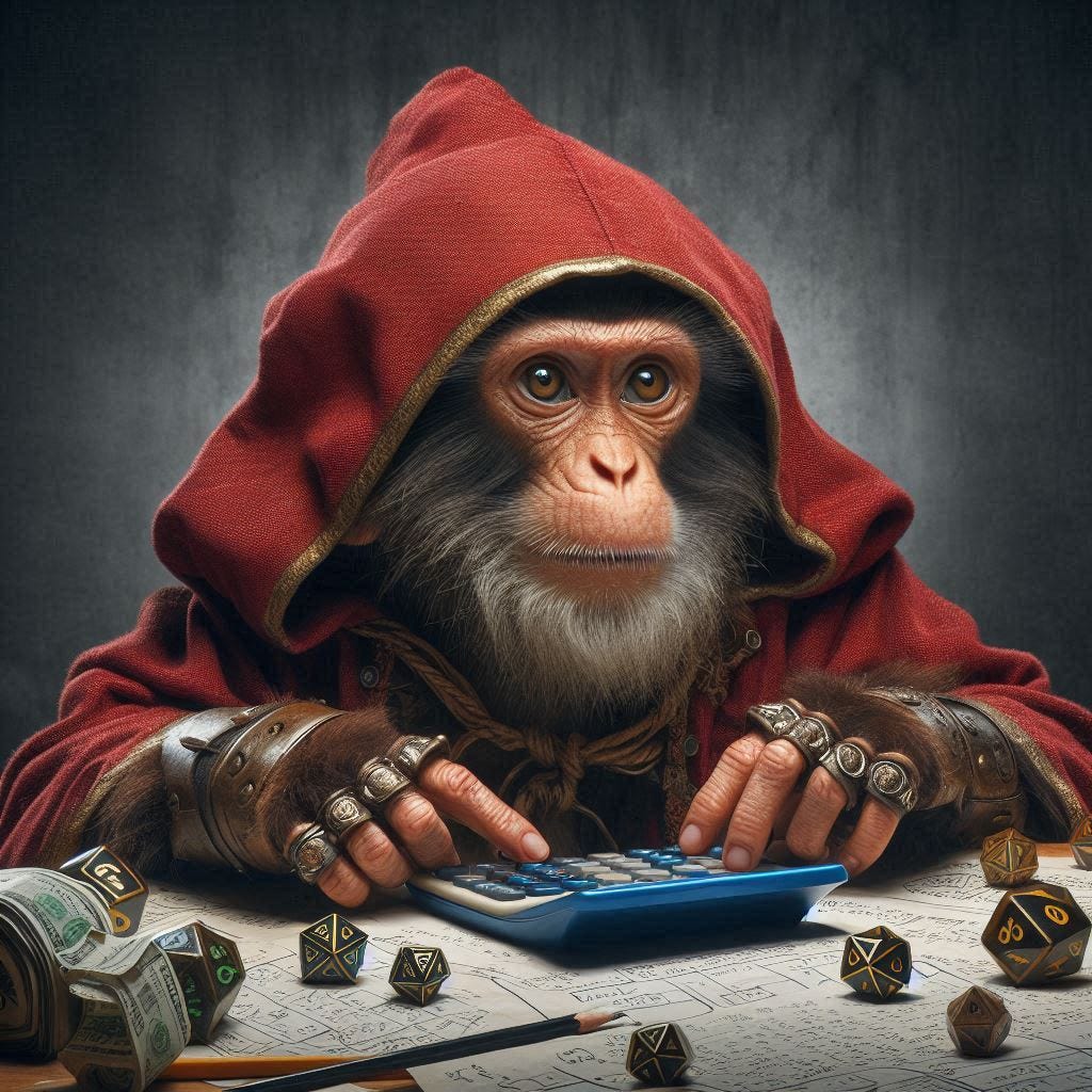 A realistic monkey dungeon master improvising