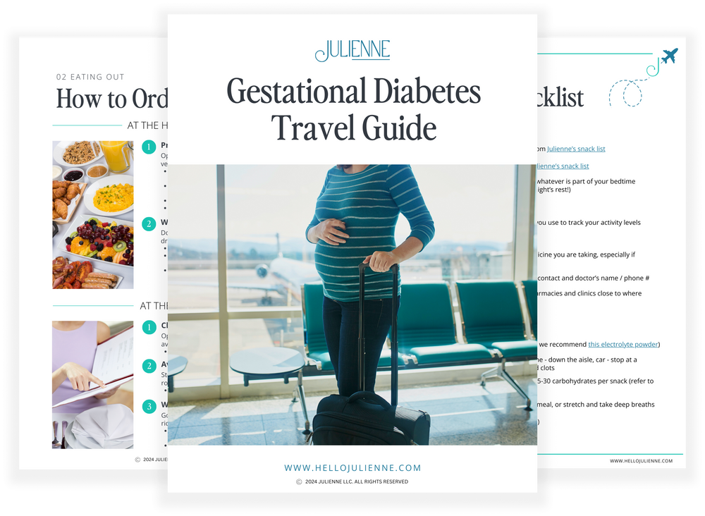 Screenshot previews of the Julienne Gestational Diabetes Travel Guide