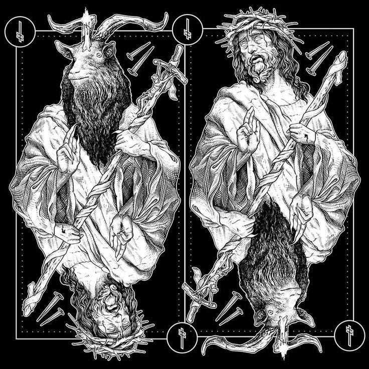 Vitor Willemann on Instagram: “Baphomet/Jesus card (2017) #crosshatching  #etching #illustration #ink #drawing #art” | Goat art, Satanic art, Dark  artwork