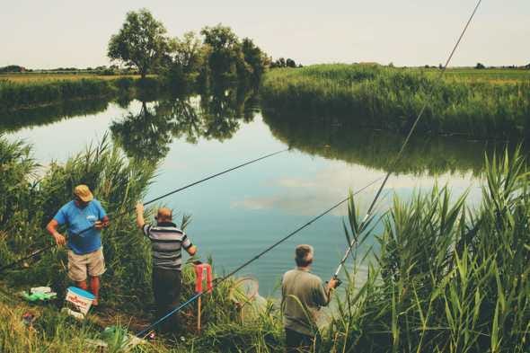Fishermen by a lake Fishermen by a lake