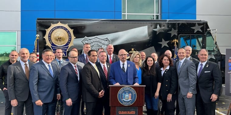 Press release on the "Clean Slate Act" in conjunction with Press Conference with Senate & Assembly representatives, Suffolk County Executive-Elect, Law Enforcement Officials and victims' rights advocates regarding the dangers of the 'Clean Slate Act."