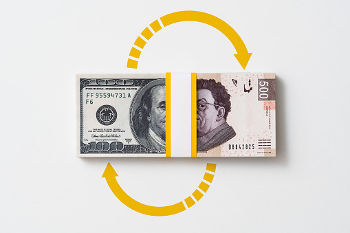 Dollar To Mexican Peso Money Exchange Stock Photo - Download Image Now -  Currency Exchange, Dollar Sign, Mexican Pesos - iStock