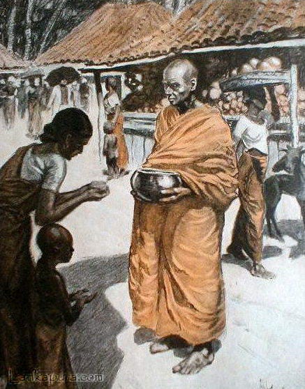 Buddhist Priest with the Begging Bowl, Ceylon 1911 – Lankapura