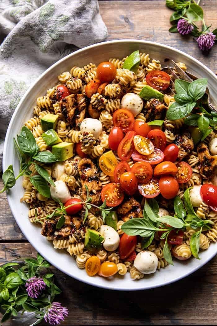 Caprese Chicken Pasta Salad | halfbakedharvest.com