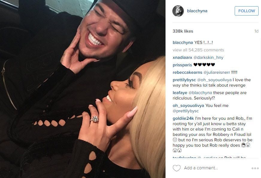 rob kardashian blac chyna engagement ring 2016