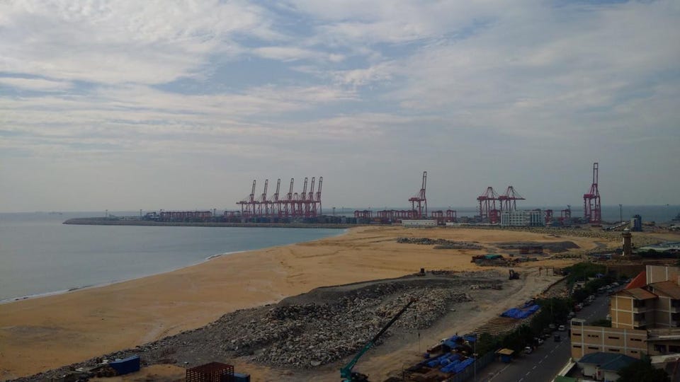 Colombo Port City in Sri Lanka. The land for this development is being reclaimed from the sea.