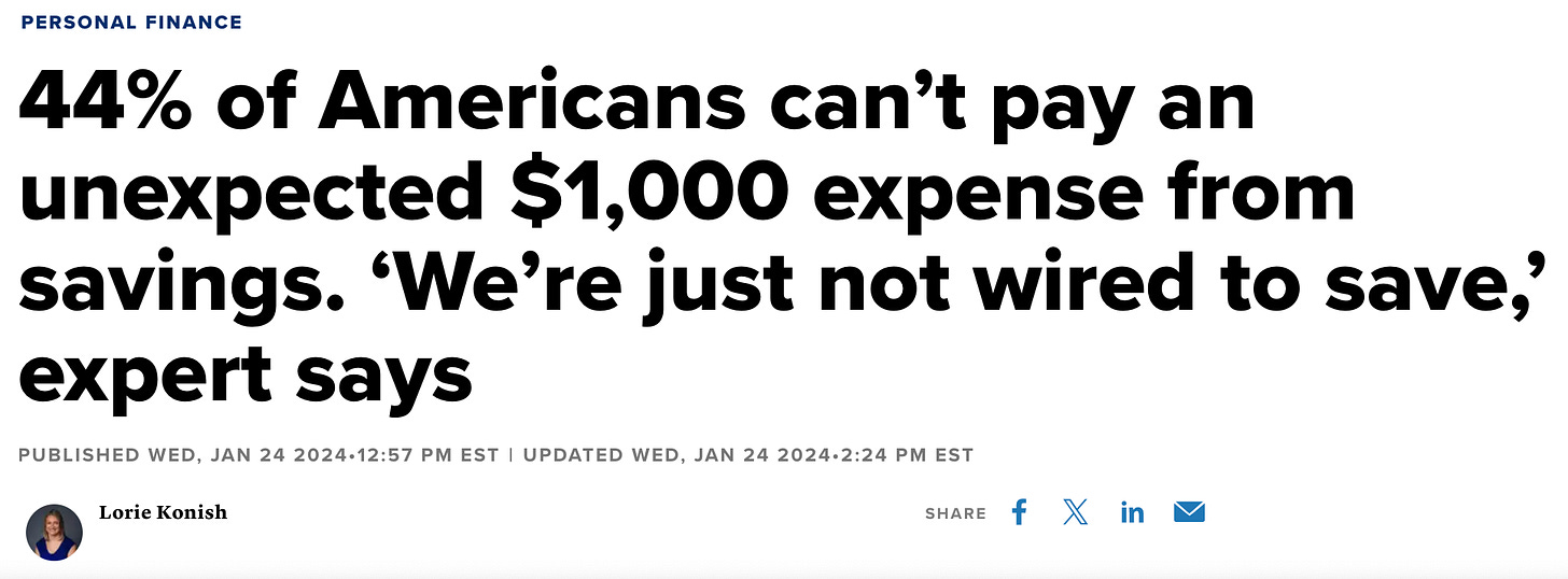 Americans don't have 1000 dollars saved