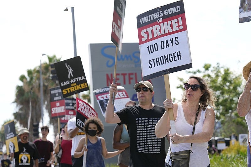 Hollywood strike matches the 100-day mark of the last writers' strike in  2007-2008 | Chattanooga Times Free Press
