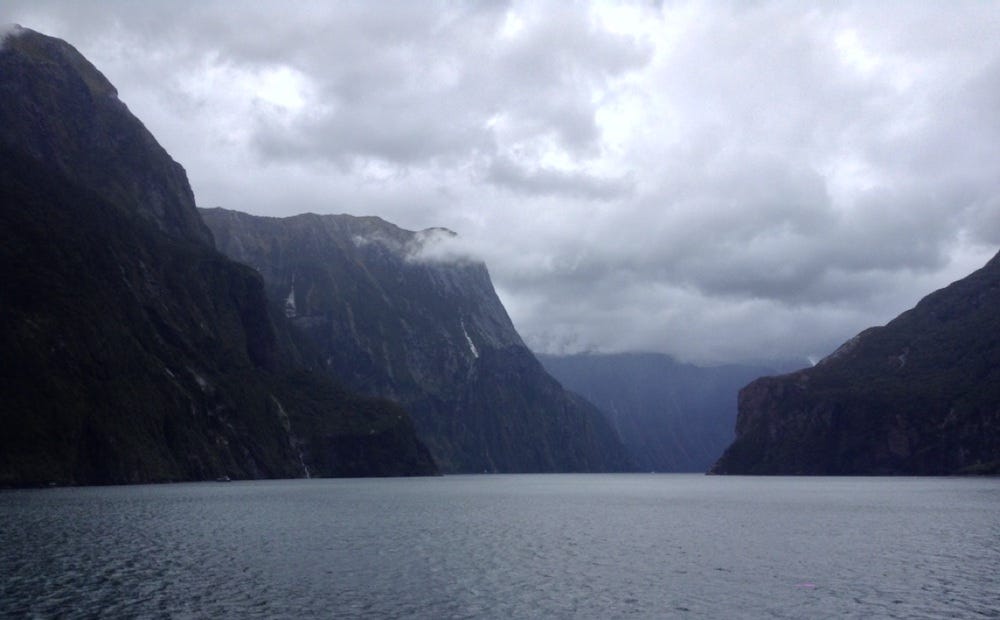 High bluffs and water in the Sound